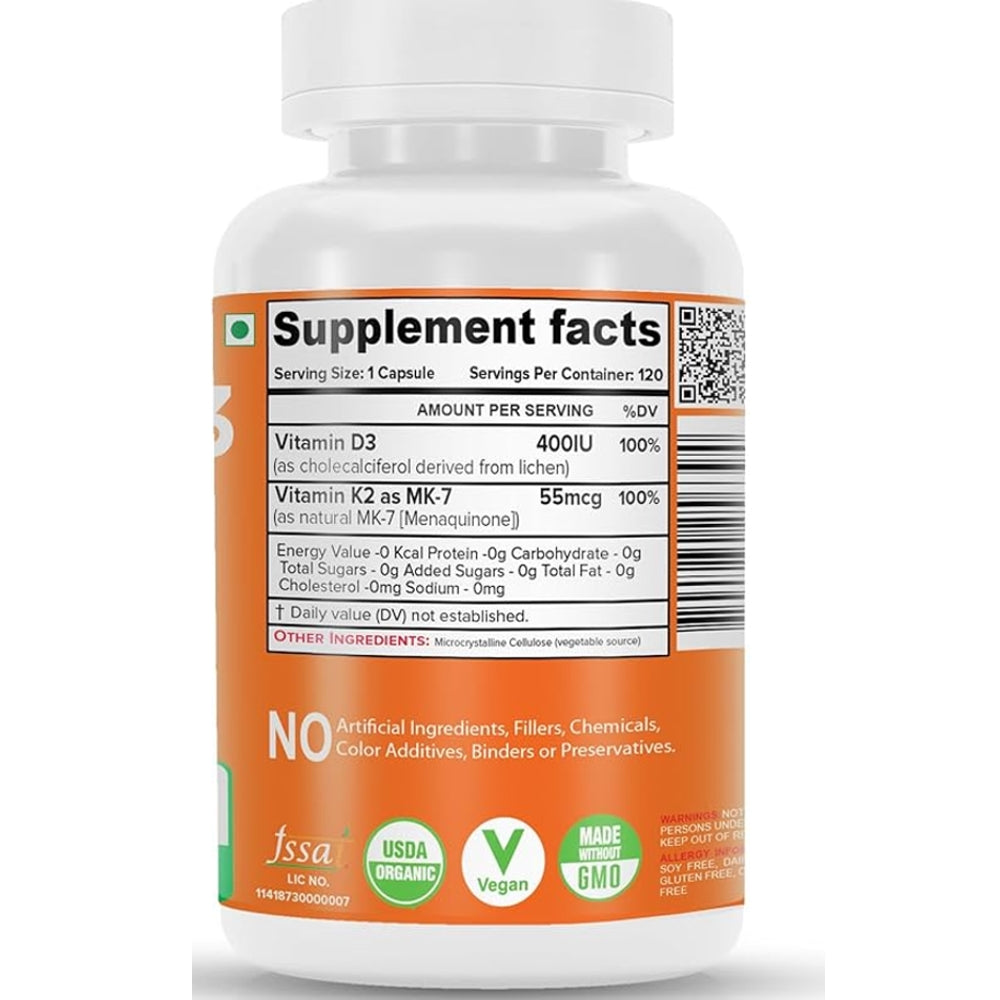 Nutrija Vitamin D3 5000IU with K2 (MK7) – 60 Capsules