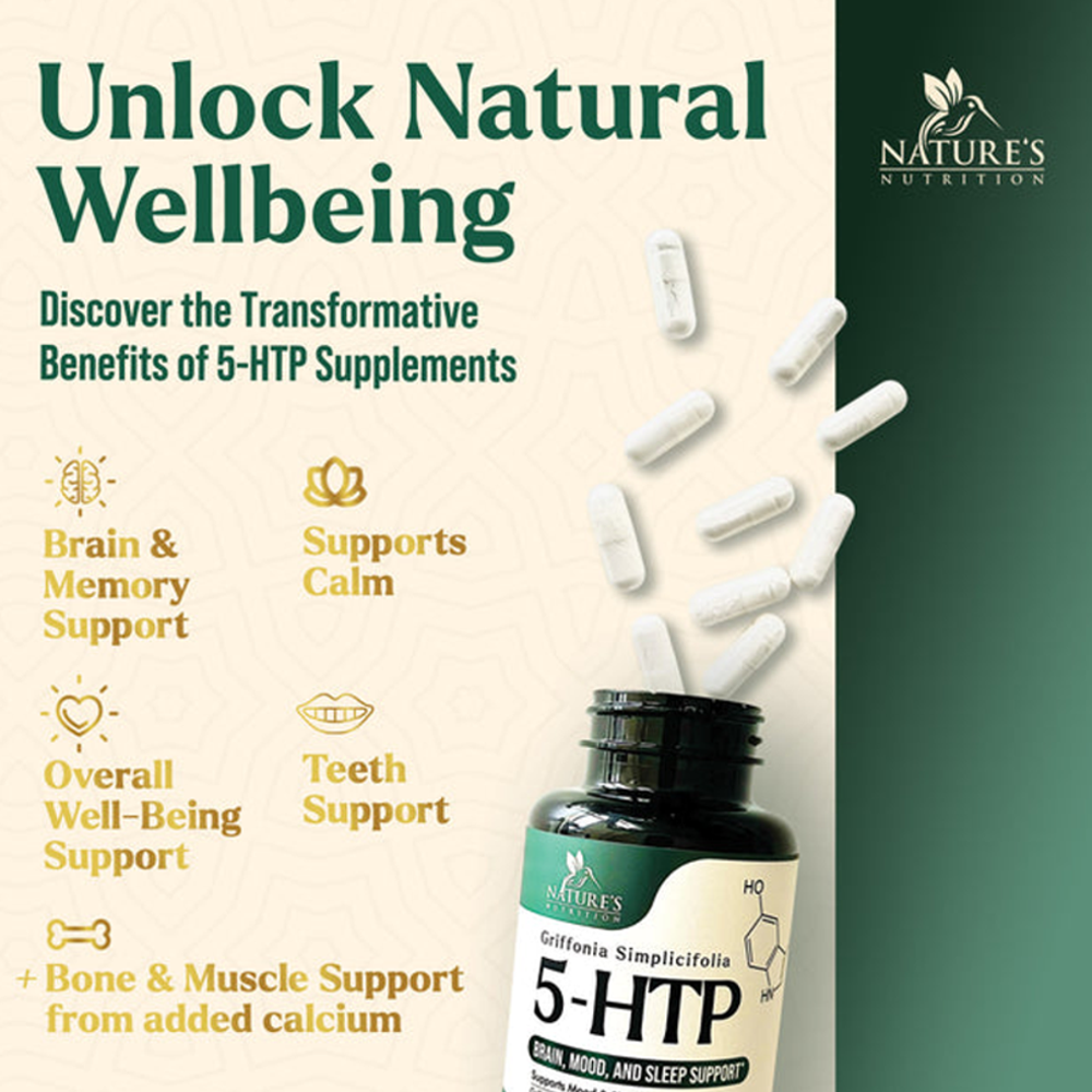 Nature’s Nutrition 5-HTP – Brain, Mood & Sleep Support Capsules