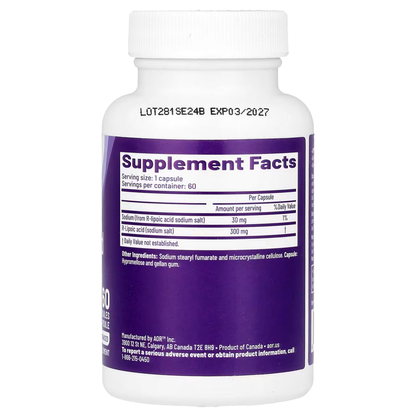 AOR R-Lipoic Acid 150 Mg Supplement