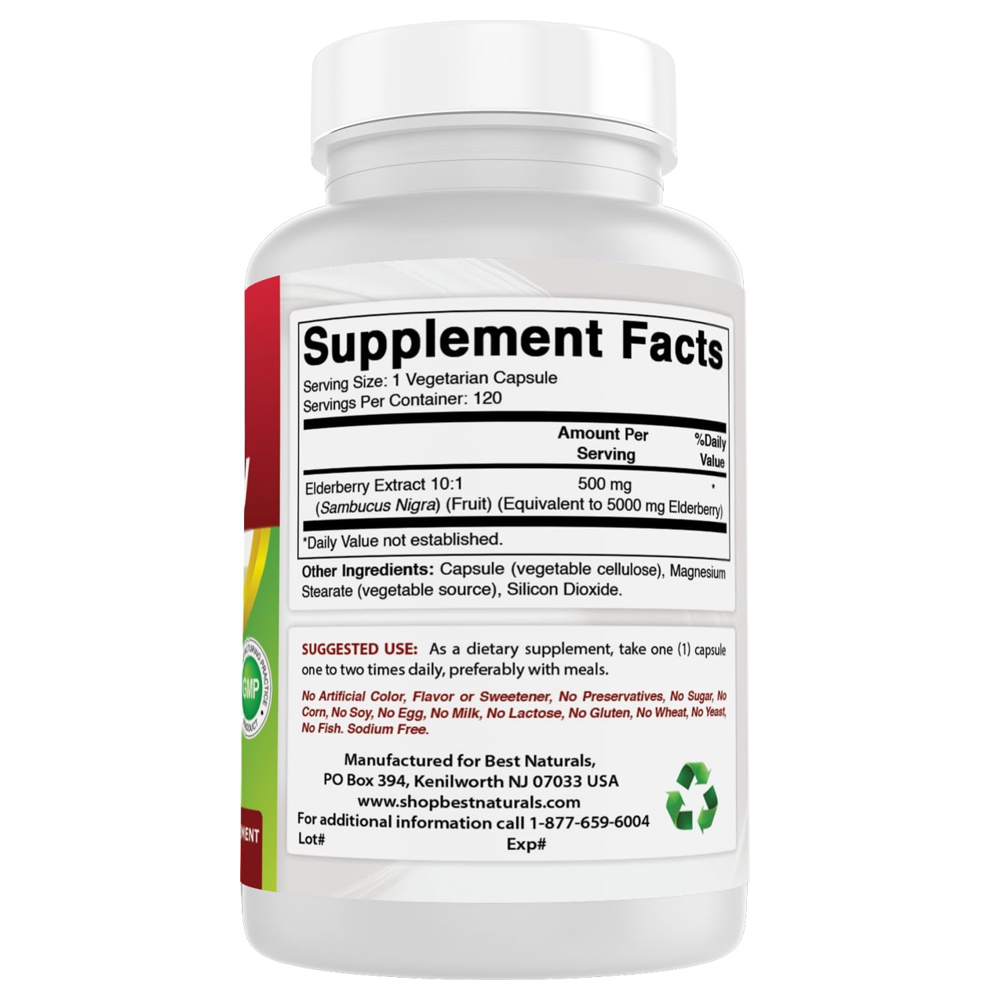 Best Naturals Elderberry 5000mg Capsules