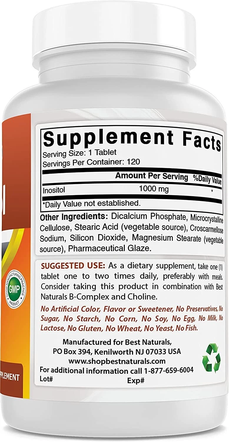 Best Naturals Inositol 1000 mg Tablets