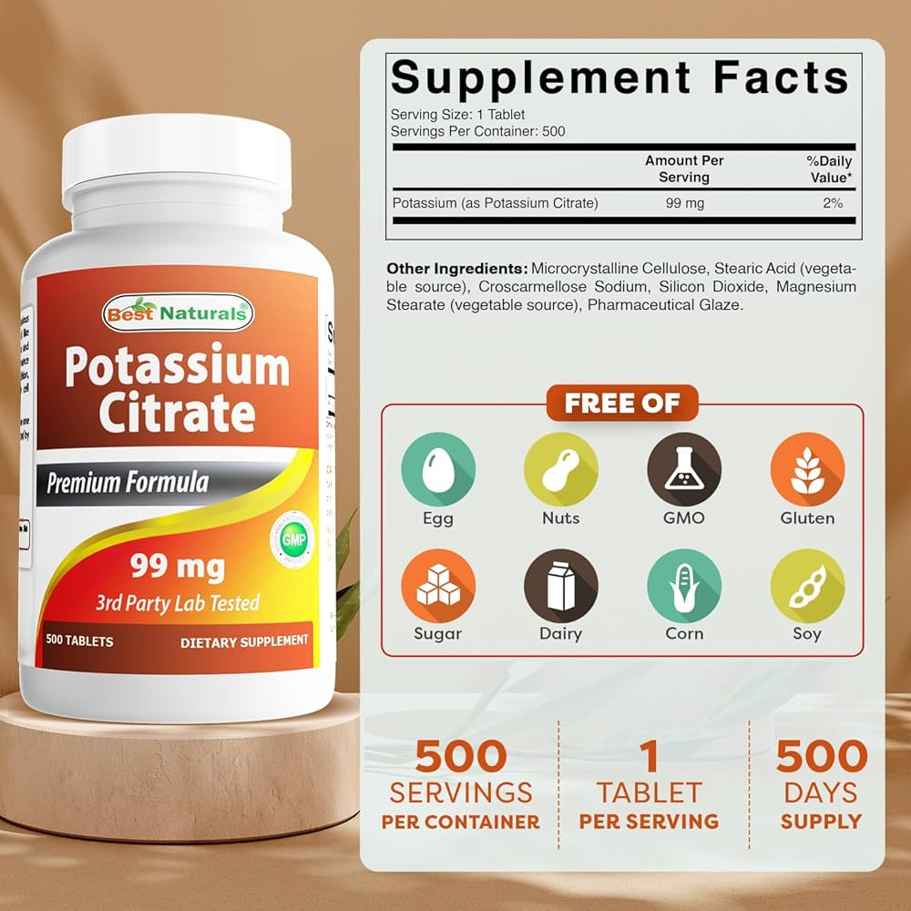 Best Naturals Potassium Citrate 99mg Tablets