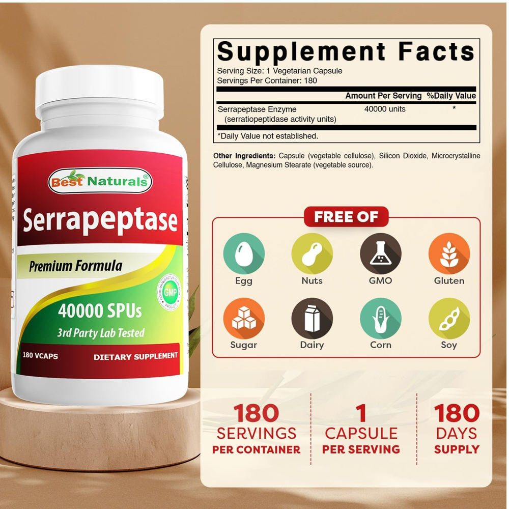 Best Naturals Serrapeptase 40000 SPUs Capsules
