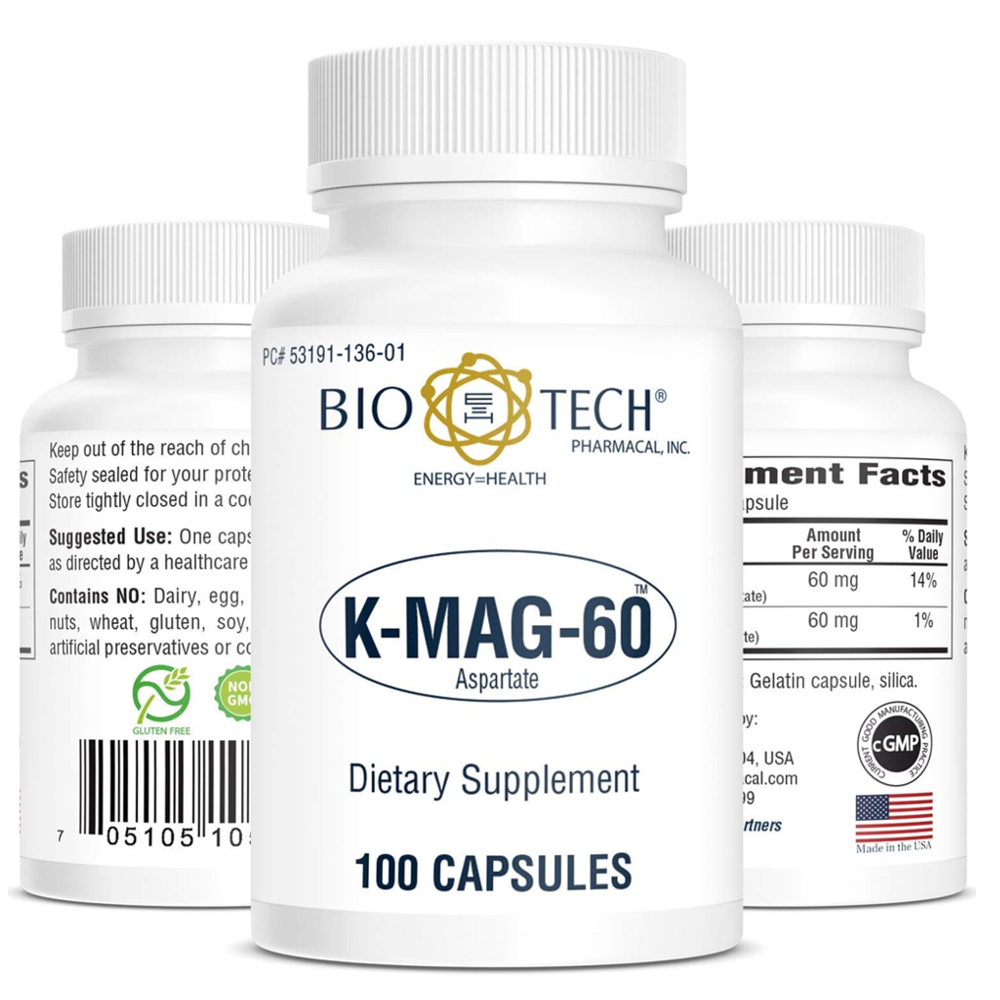 Biotech Energy Health Tm K-mag-60 Aspartate Capsules