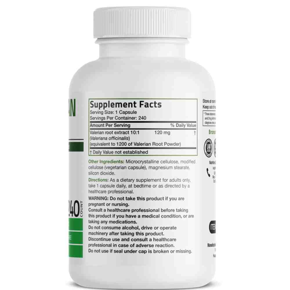 Bronson Valerian Root 1200 mg – 240 Vegetarian Capsules