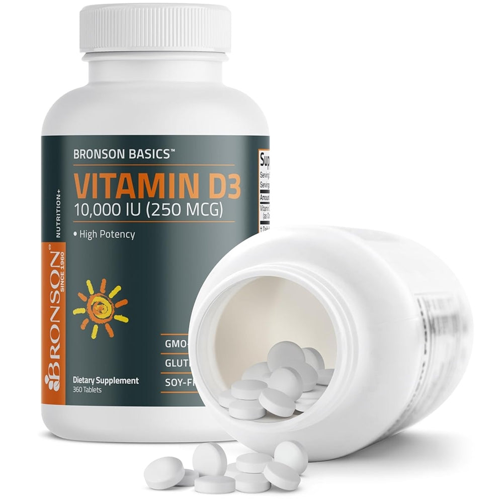 Bronson Basics™ Vitamin D3 10,000 IU (250 mcg) – 180 Tablets