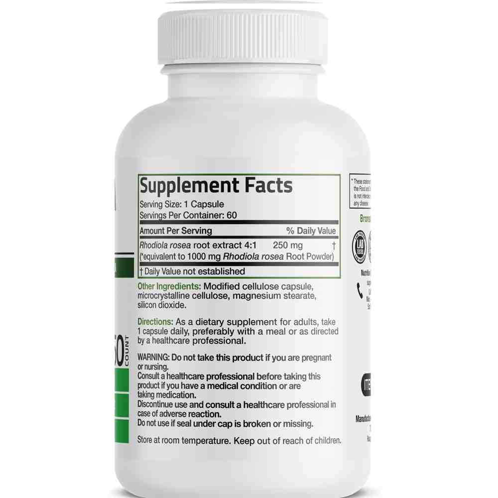 Bronson Rhodiola Rosea Extra Strength – 120 Vegetarian Capsules