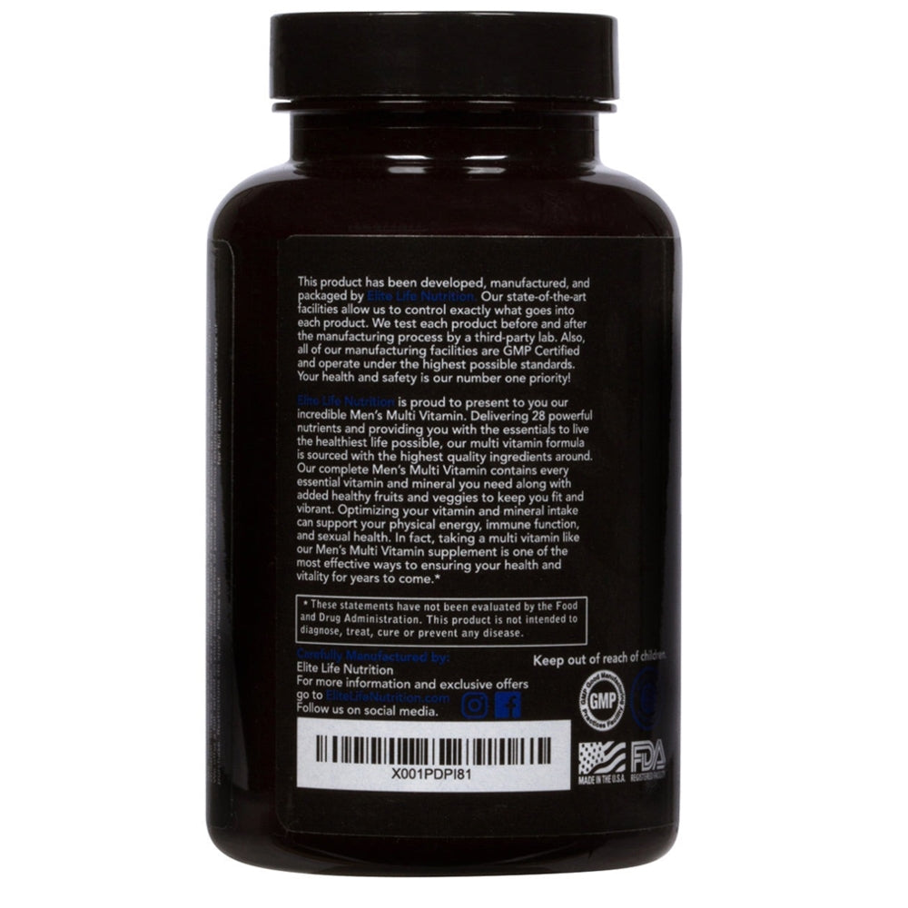 Elite Life Nutrition Men's Multi-Vitamin – 28 Powerful Nutrients