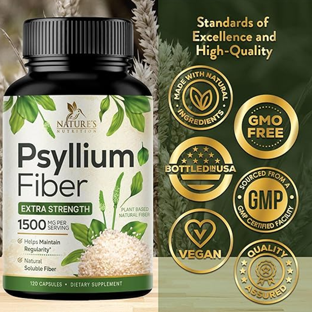 Nature's Nutrition Psyllium Fiber 120 Capsules
