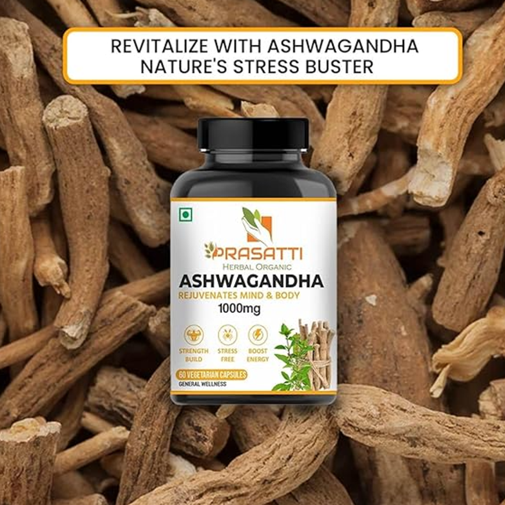 Prasatti Herbal Organic Ashwagandha – Stress Relief (60 Caps)