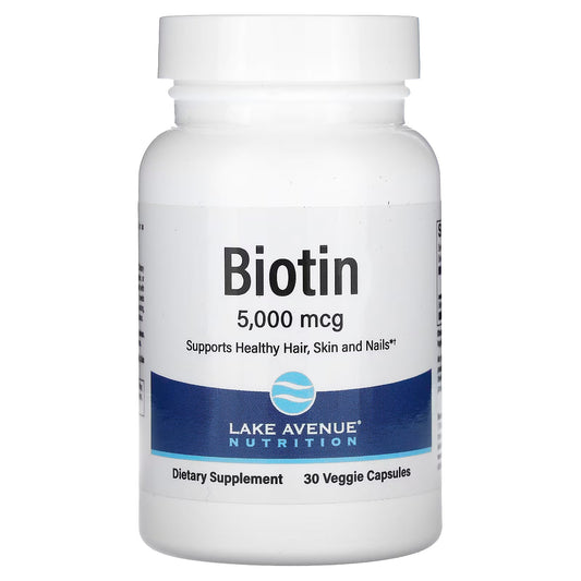 Lake Avenue Nutrition Biotin 5000 Mcg Capsules, Skin Health