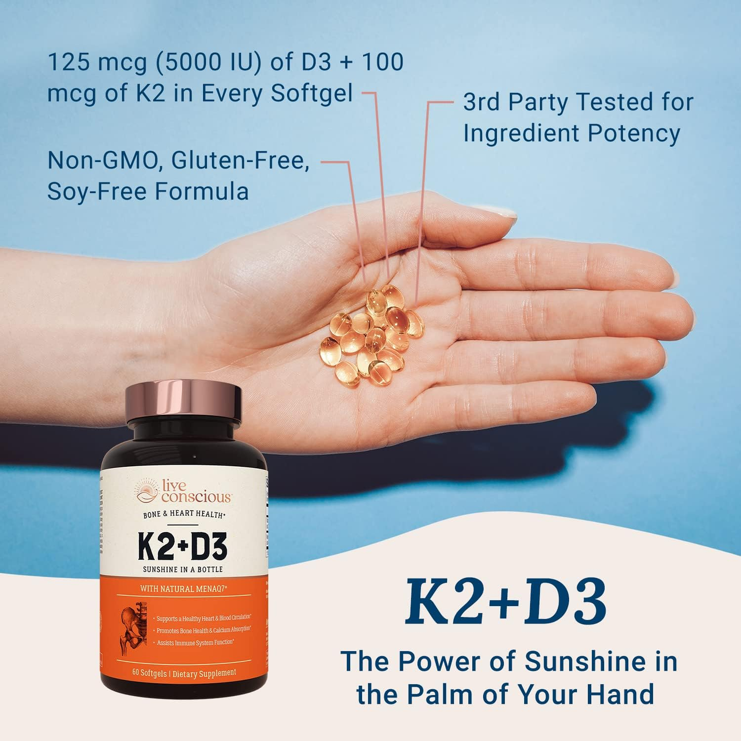 Live Conscious Vitamin K2 Mk7 With D3 Supplement