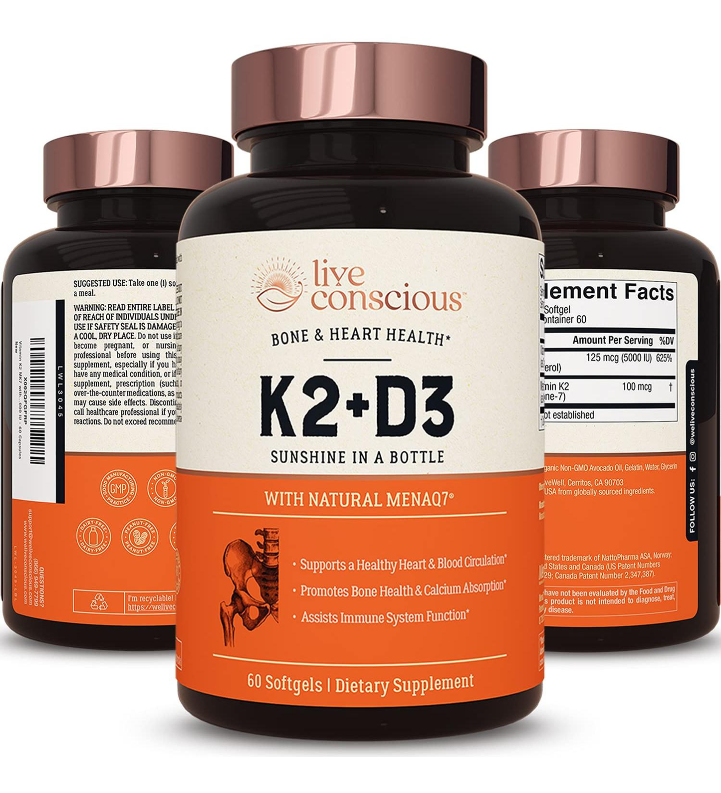 Live Conscious Vitamin K2 Mk7 With D3 Supplement