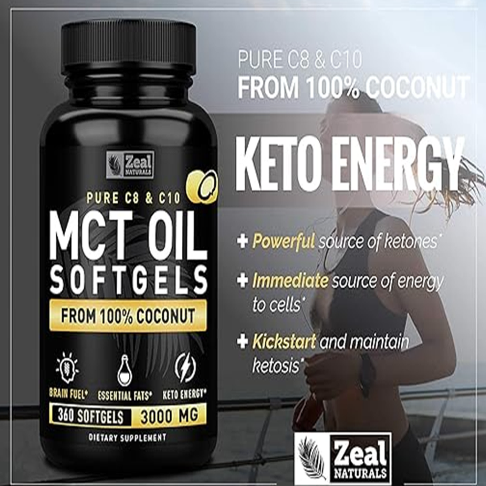Zeal Naturals Pure C8 and C10 MCT Oil Softgels – 100% Coconut