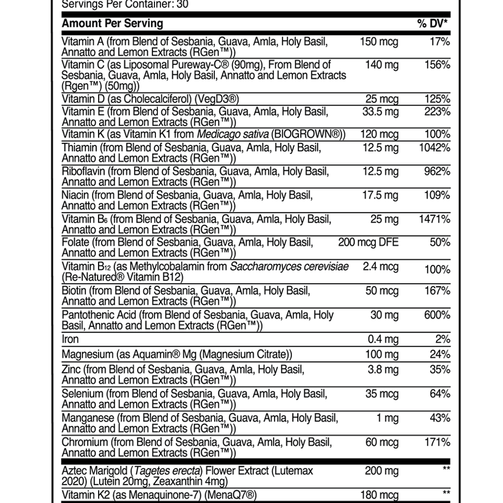 Transparent Labs Wellness MULTIVITAMIN 120 Capsules