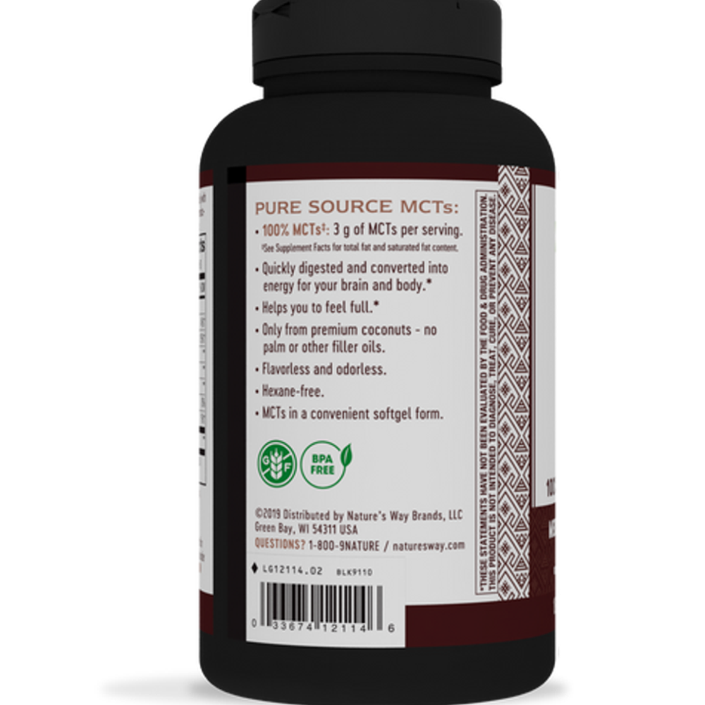 Nature’s Way Mct Oil – 100% Potency, No Fillers, 180 Softgels