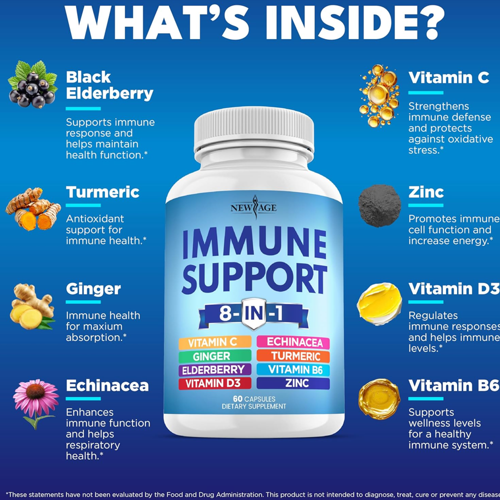 New Age Immune Support 8 In 1 Capsules