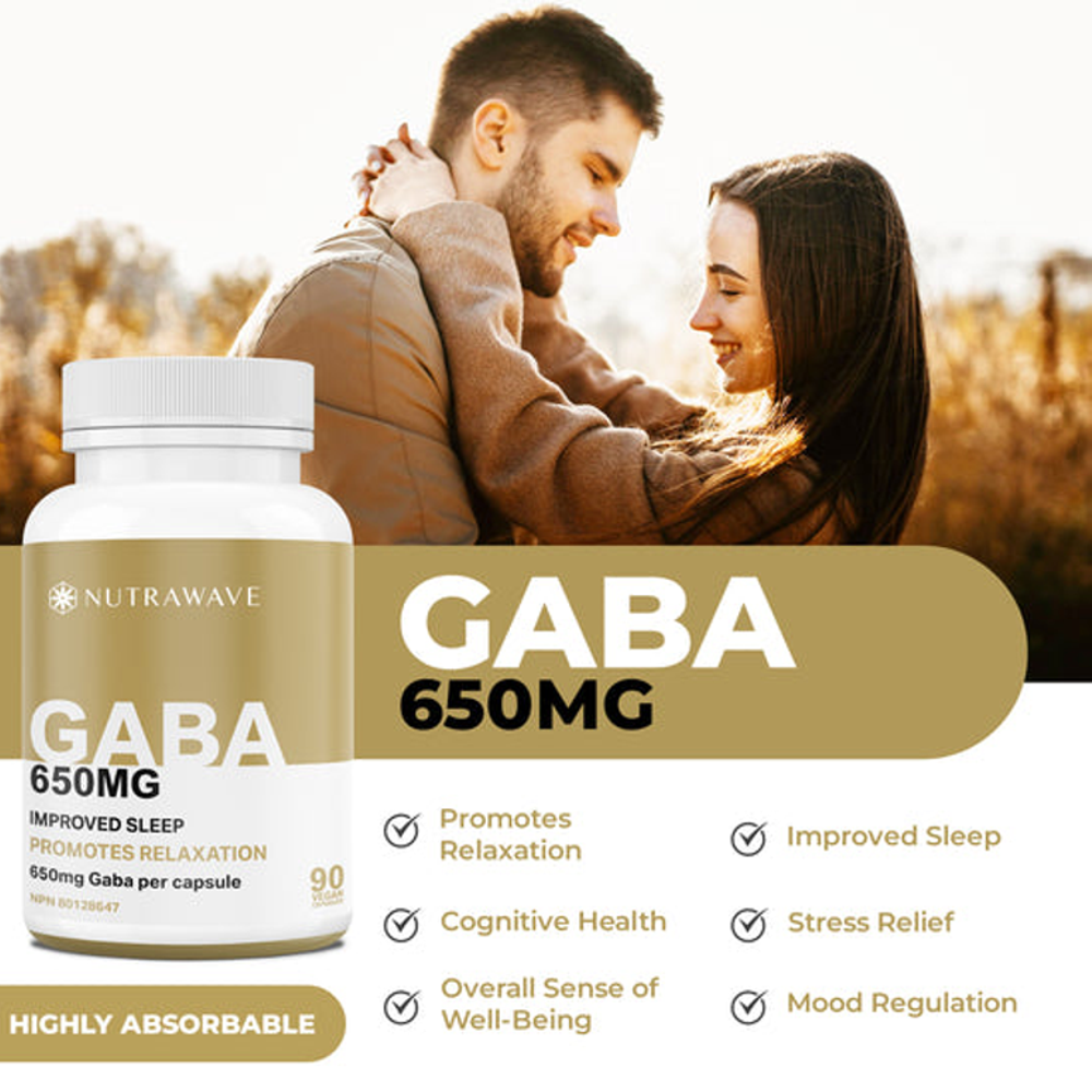 NutraWave GABA – Relaxation & Improved Sleep | 90 Capsules