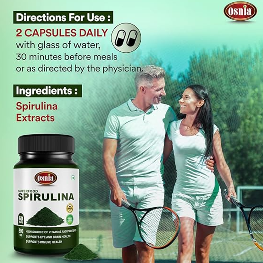 Osnia Superfood Spirulina – 500mg, High in Vitamins & Protein