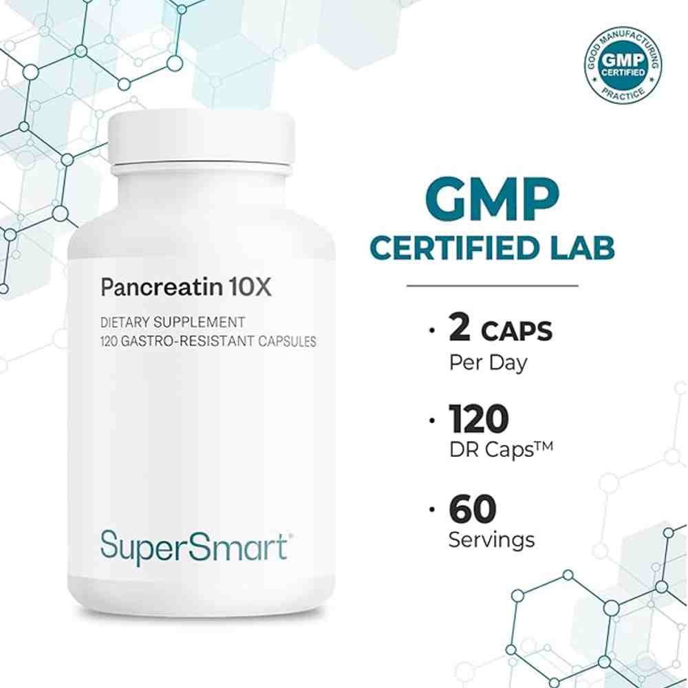 SuperSmart Pancreatin 10X – Digestive Enzyme Support | 120 Capsules