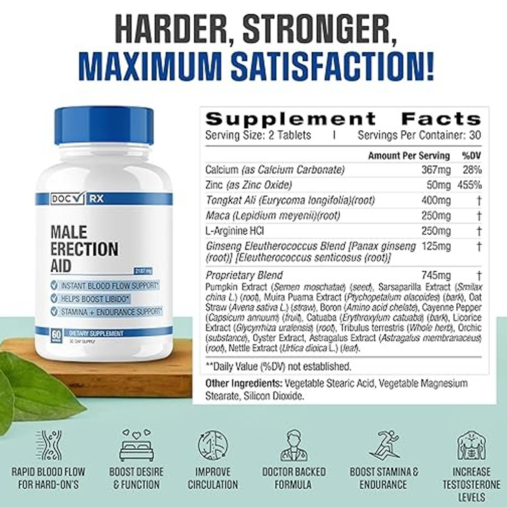 Deco Rx Male Erection Aid Pills For Men Capsules