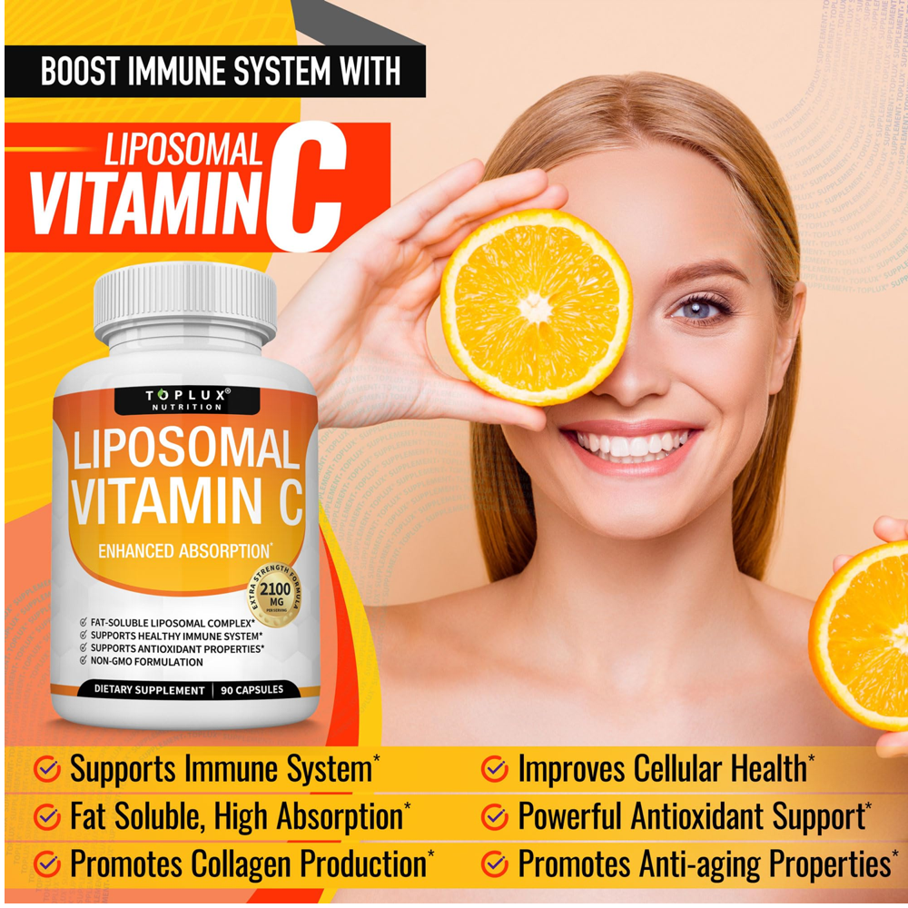 Toplux Nutrition Vitamin C Liposomal 2100MG Capsules | Enhanced Absorption