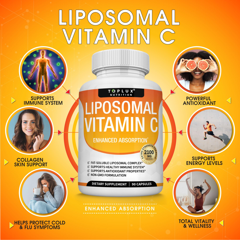 Toplux Nutrition Vitamin C Liposomal 2100MG Capsules | Enhanced Absorption