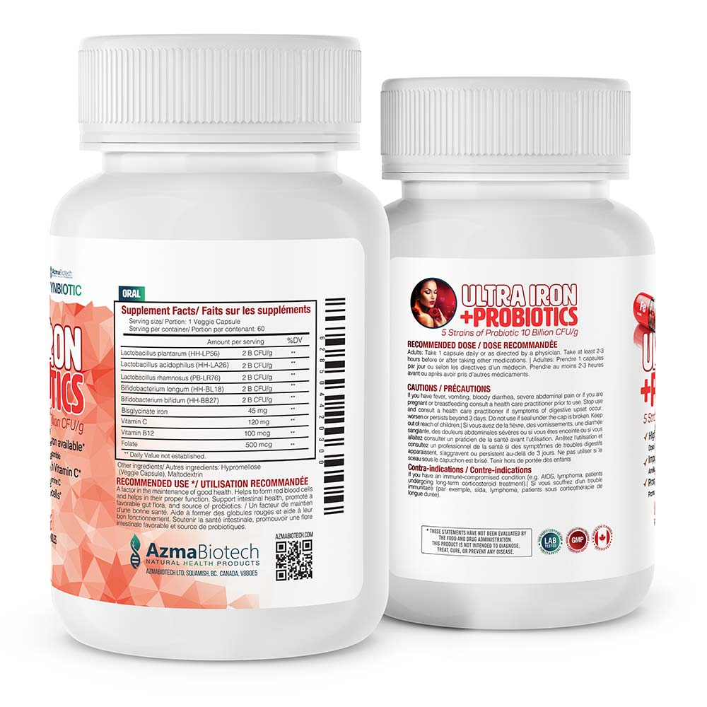 Azma Biotech SYNBIOTIC Ultra Iron + Probiotics 60 Capsules