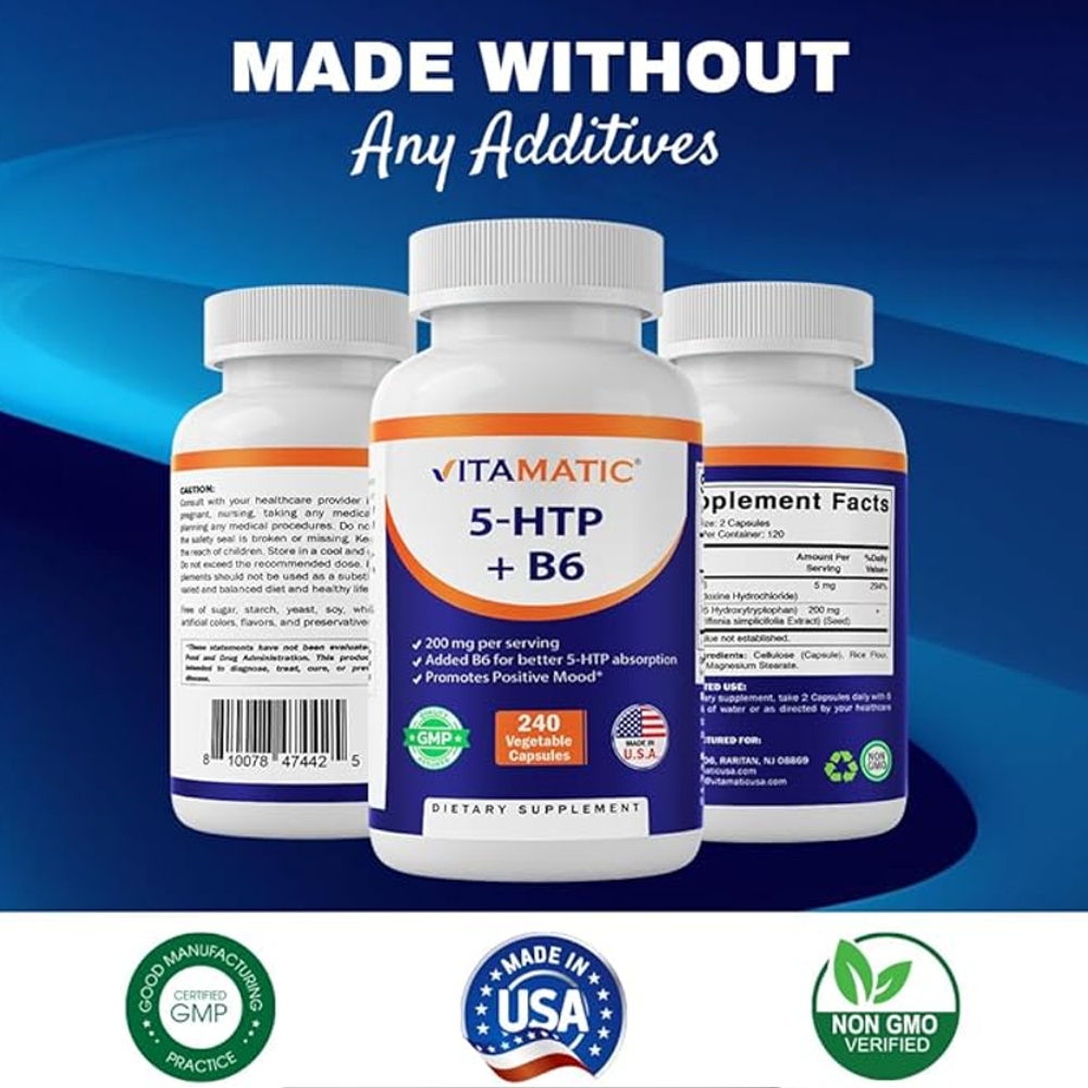 Vitamatic 5-HTP + B6 – Mood & Well-Being Support Capsules