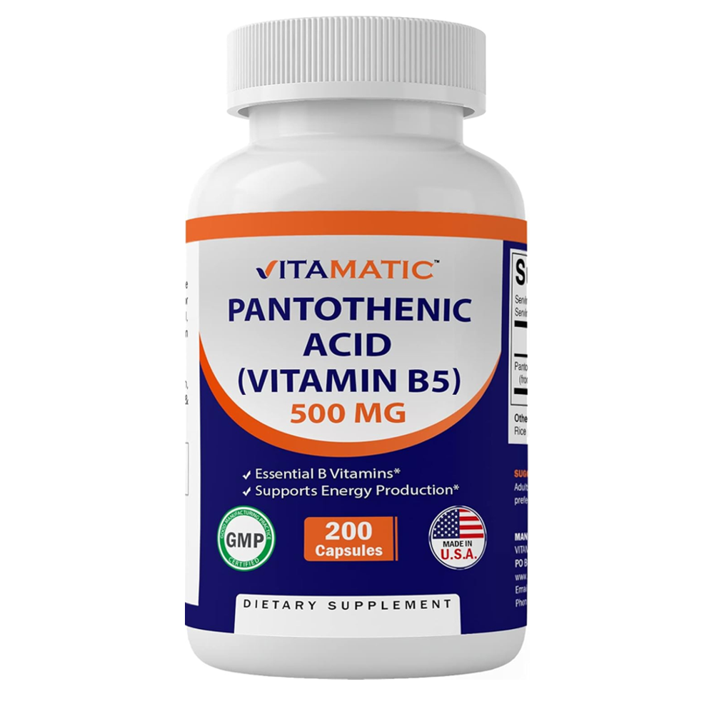 Vitamatic Pantothenic Acid (Vitamin B5) 500 Mg Capsules