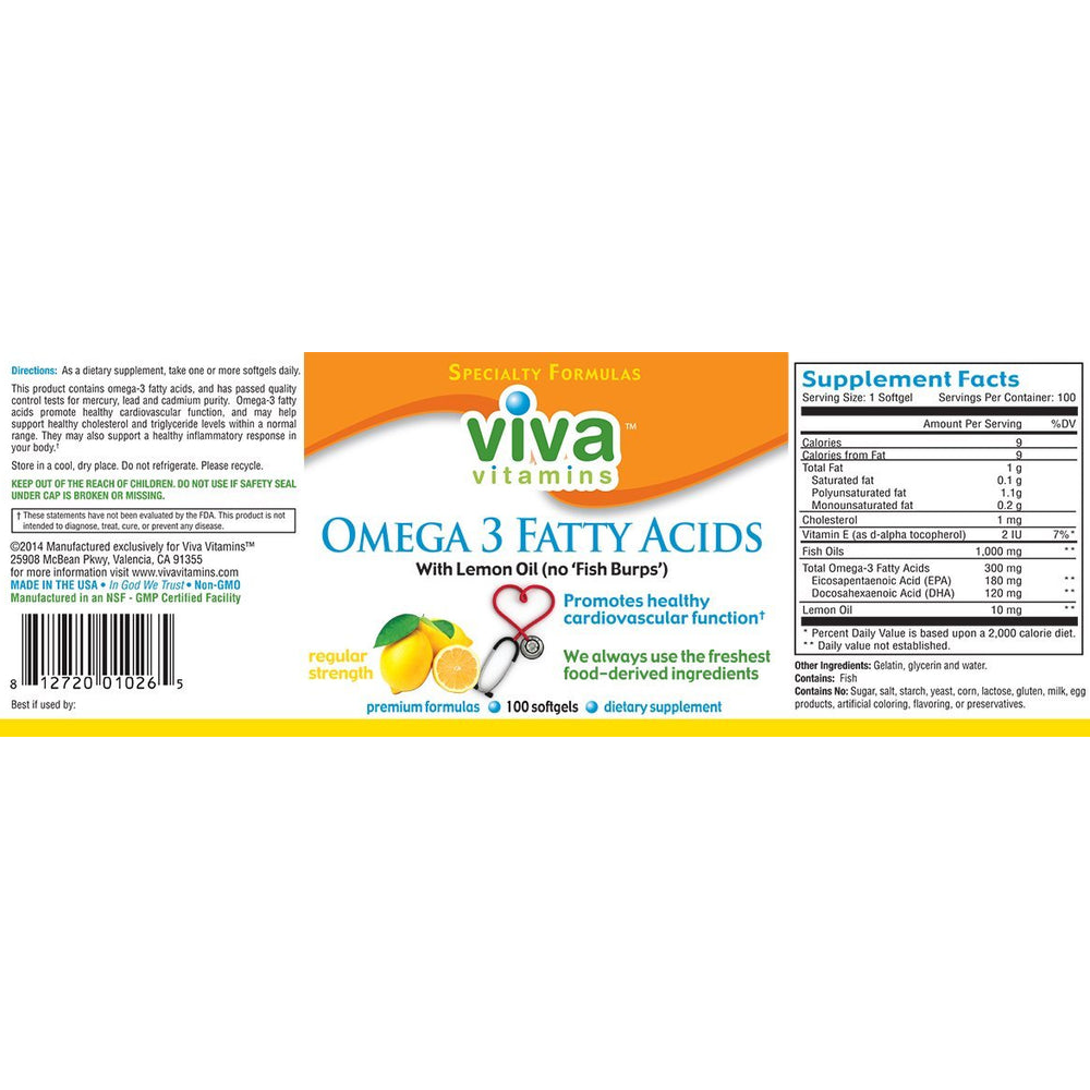 Viva Vitamins Omega-3 Fatty Acids – Fresh Lemon Oil
