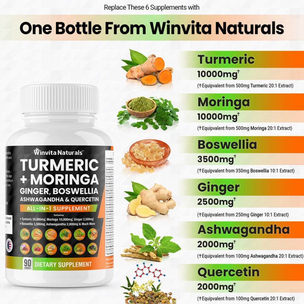 Winvita Naturals Turmeric + Moringa Capsules