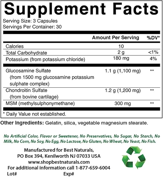 Best Naturals Glucosamine + Chondroitin + MSM Supplement - My Daraz Store