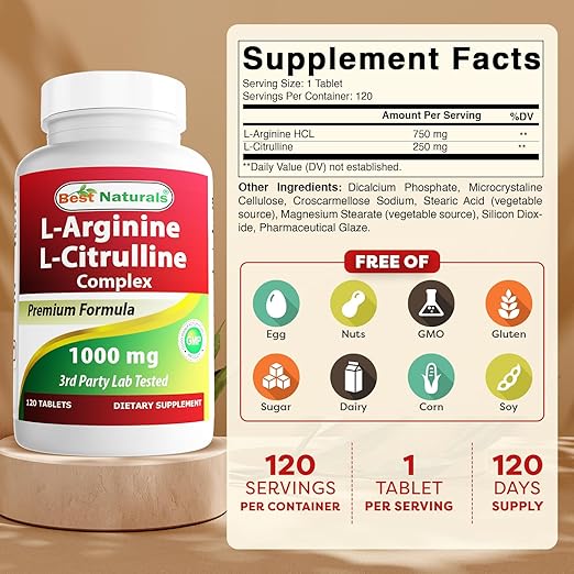Best Naturals L‑Arginine + L‑Citrulline Complex Supplement - My Daraz Store