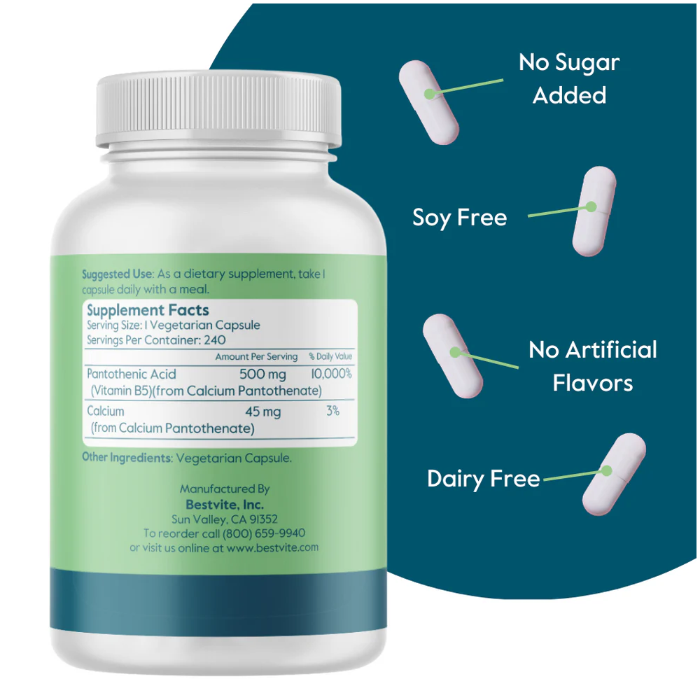 Bestvite Pantothenic Acid 500 Mg Capsules