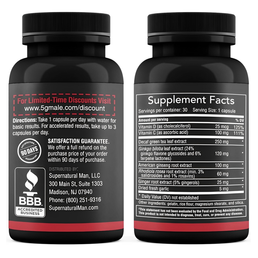SUPERNATURAL 5G Male® Performance Enhancer 30 Capsules