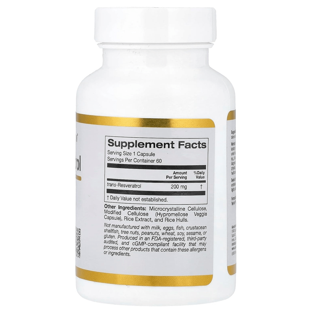 California Gold Nutrition Trans Resveratrol 200 Mg Capsules - My Daraz Store