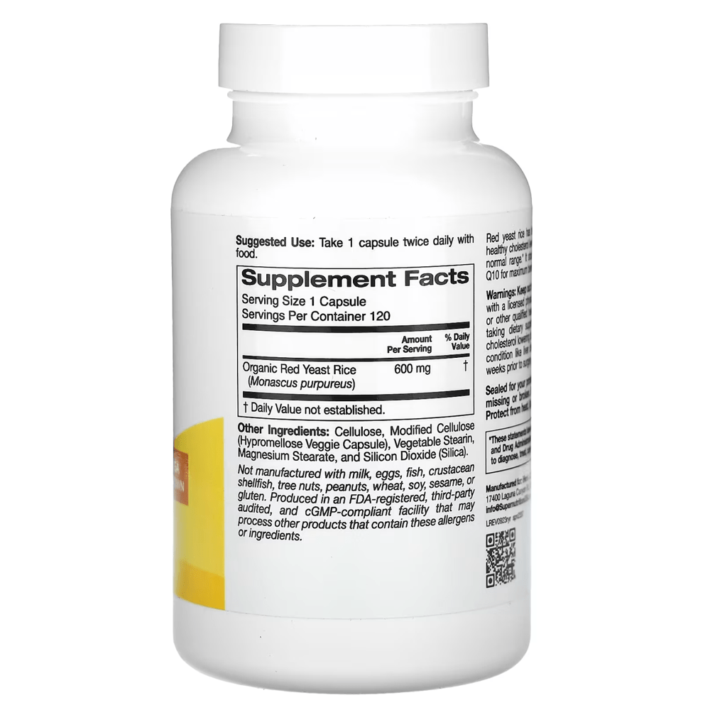 Super Nutrition Red Yeast Rice 600 mg Capsules - My Daraz Store