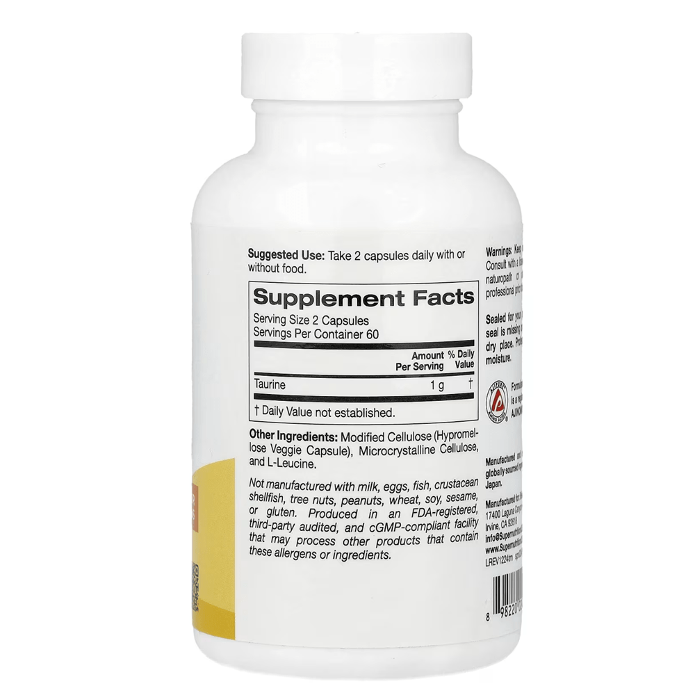 Super Nutrition Taurine Capsules 1000 mg - My Daraz Store
