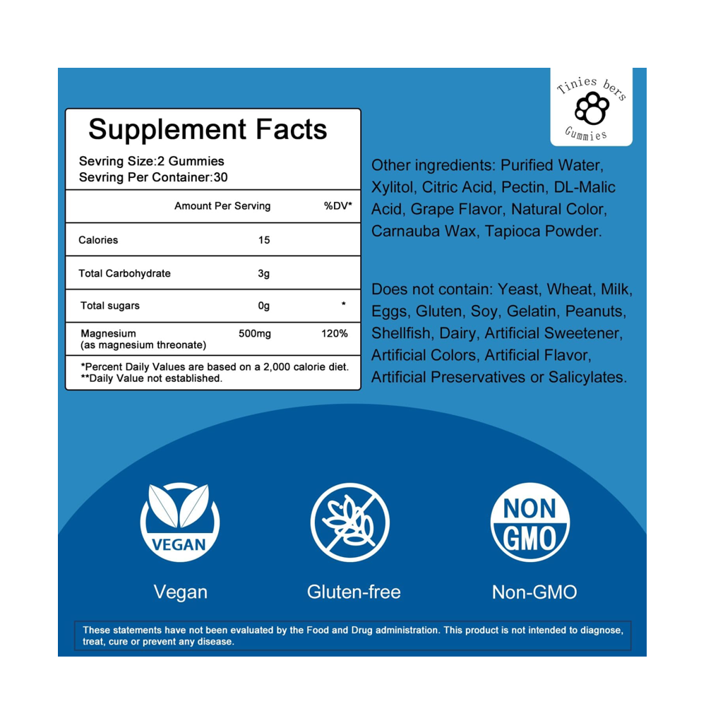 Tinies Bers Magnesium Threonate Gummies