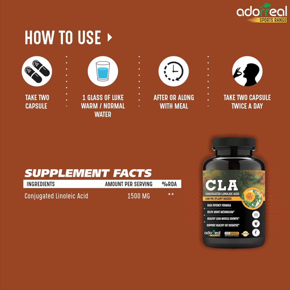 Adorreal Cla Conjugated Linoleic Acid 120 Capsules