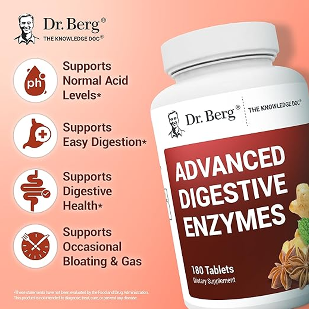 Dr. Berg® Advanced Digestive Enzymes –  (180 Tablets)