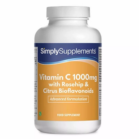Simply Supplements Vitamin C 1000mg with Rosehip and Citrus Bioflavonoids – 120 Tablets