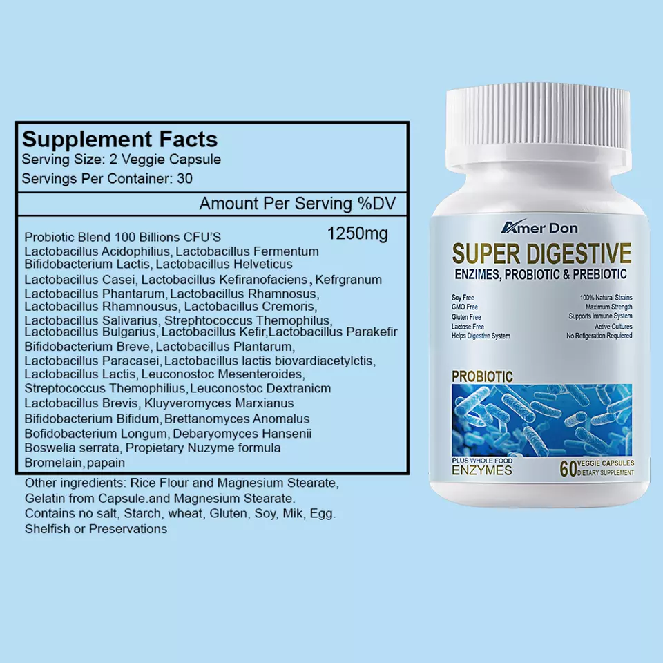 Amer Don' Super Digestive Probiotic 100 Billion Cfu Capsules