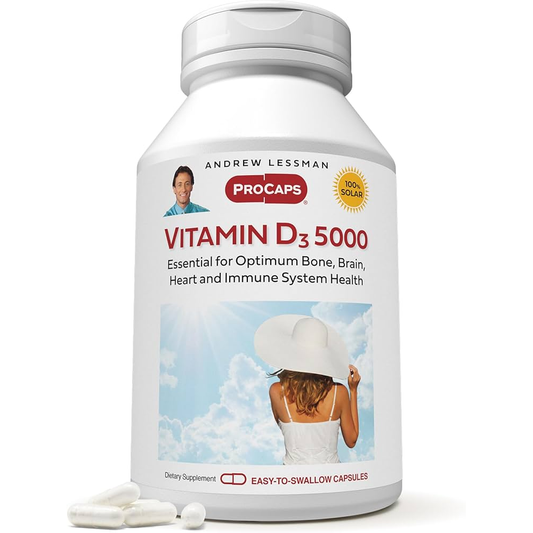 ANDREW LESSMAN Vitamin D3 5000 IU 60 Capsules - High Potency, Essential for Calcium Absorption, Supports Bone Health, Healthy Muscle Function, Immune System,