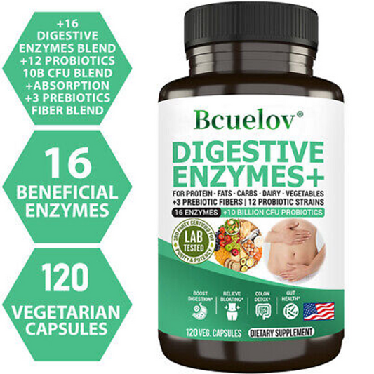 Bcuelov Digestive Enzymes+ – Advanced Gut Health 120Capsules