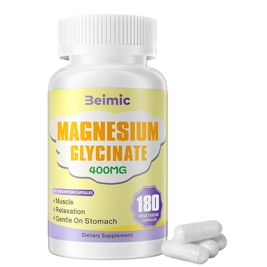 Beimic Magnesium Glycinate 400mg – Gentle on Stomach (180 Vegetarian Capsules)