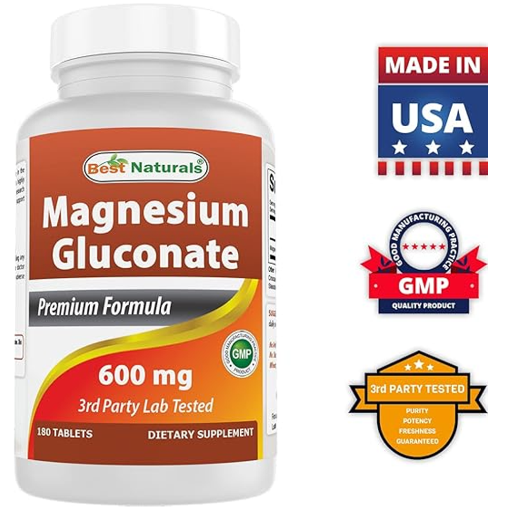 Best Naturals Magnesium Gluconate 600mg –180 Tablets