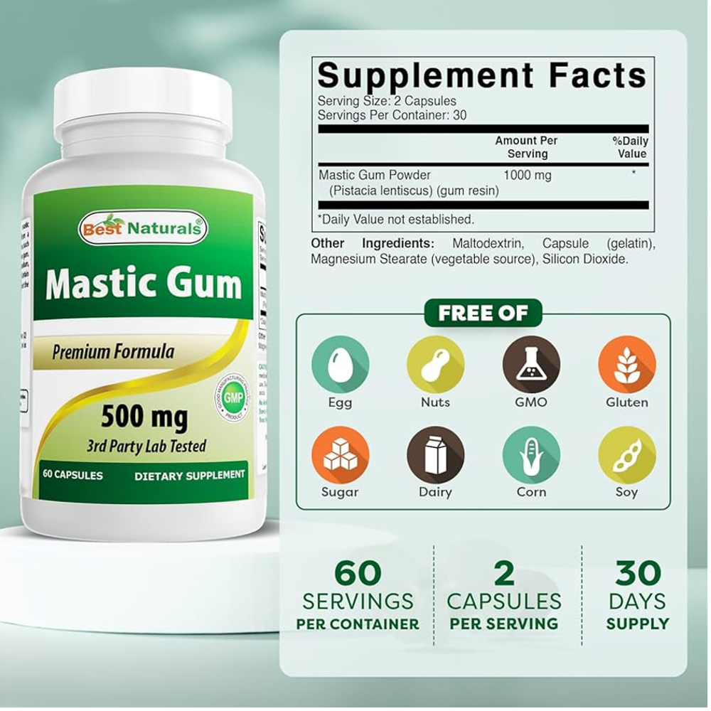 Best Naturals Mastic Gum 500 mg Capsules
