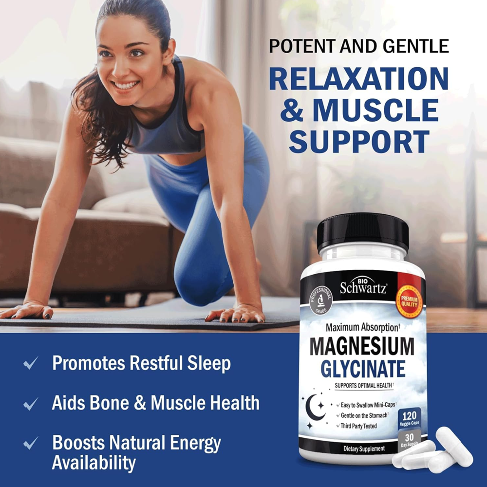 Ssiona Pro Bio Schwartz Magnesium Glycinate – (120 Veggie Capsules)